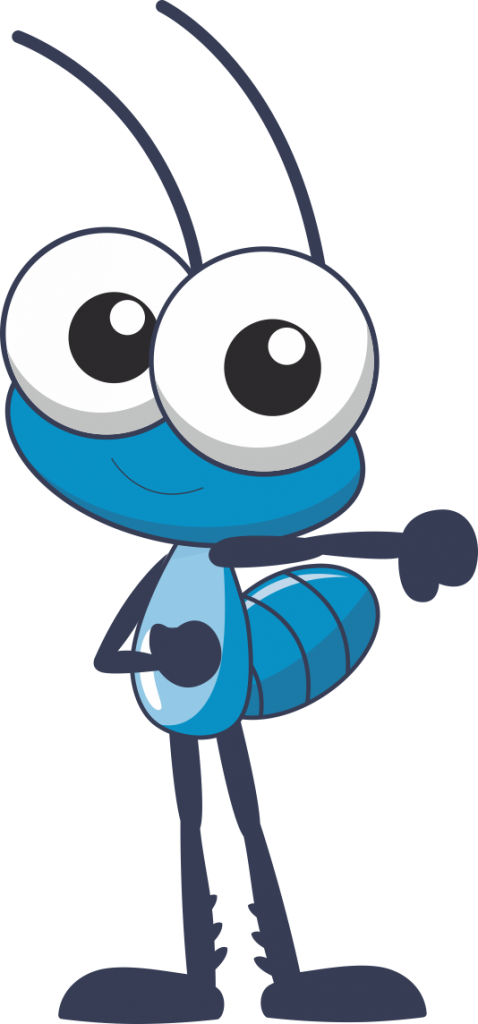 Blue Animated Insect Character