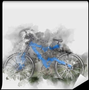 Blue Bicycle Watercolor Effect Transparent Background