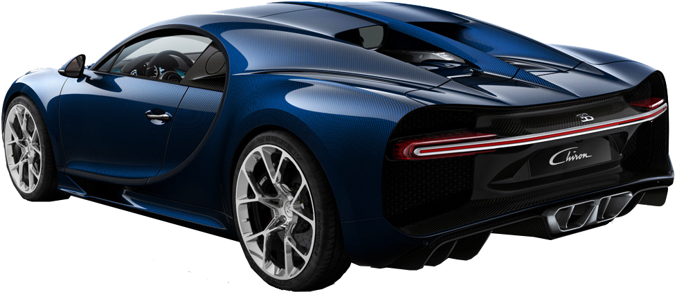 Blue Bugatti Chiron Rear View