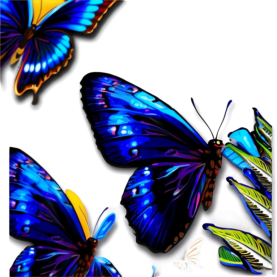 Blue Butterflies Border Png 06132024