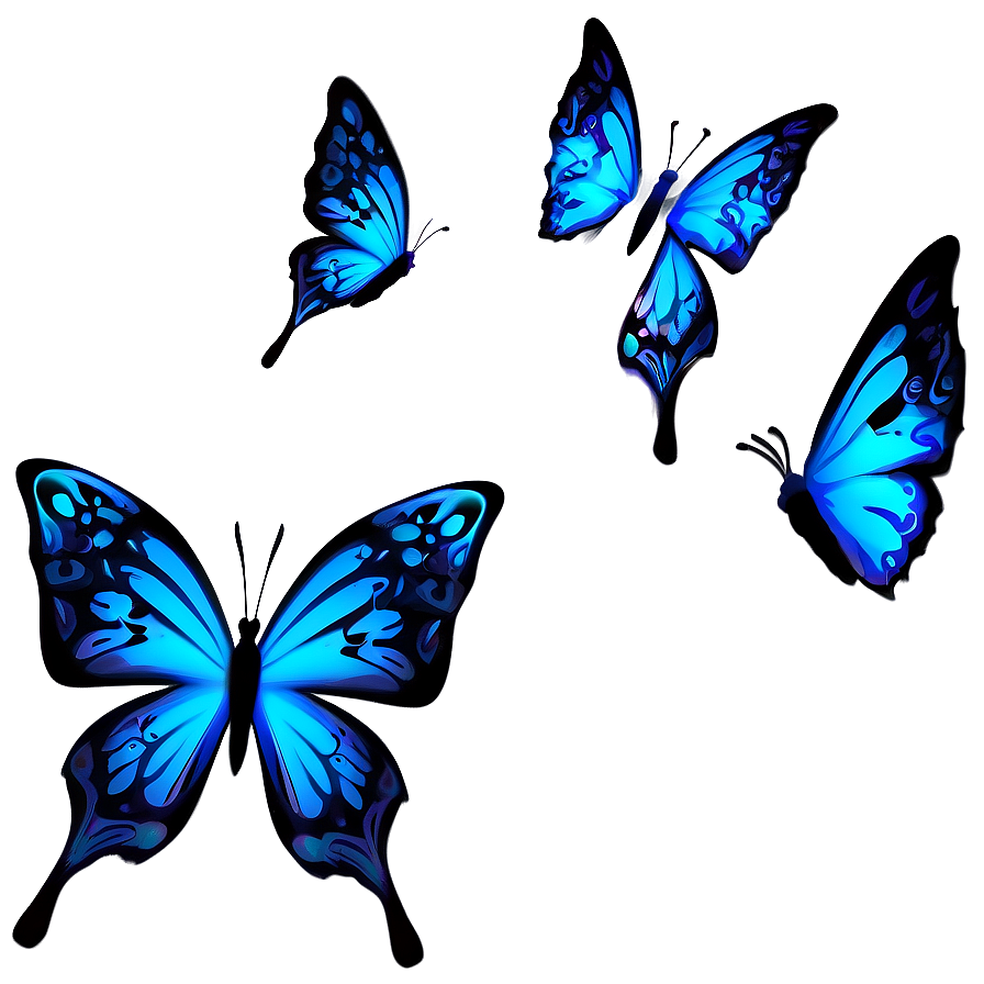 Blue Butterflies Decoration Png 06132024