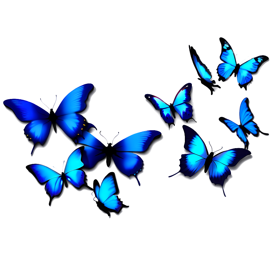 Blue Butterflies Silhouette Png 24