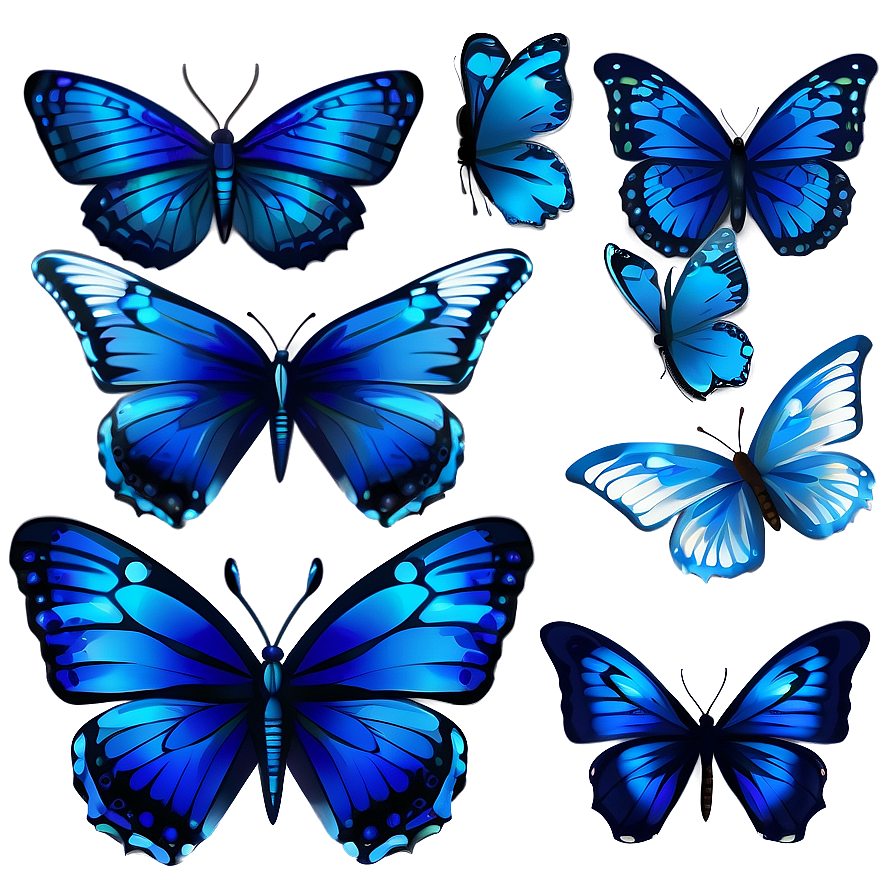 Blue Butterflies Vector Png 35