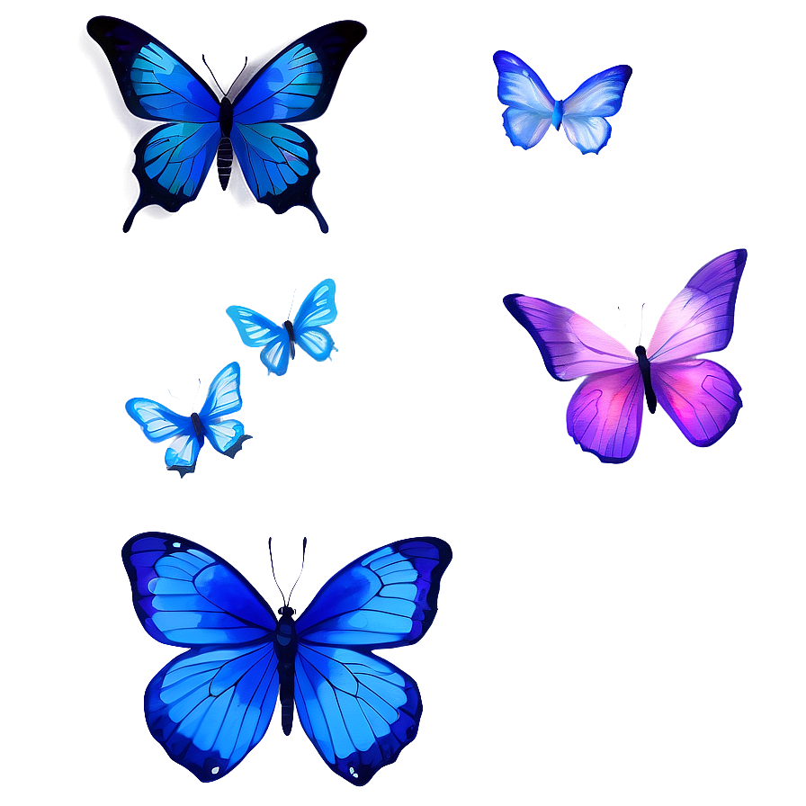 Blue Butterflies Watercolor Png Pdn