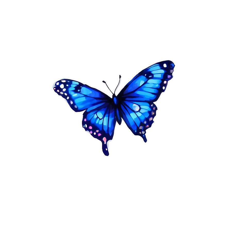 Blue Butterfly In Watercolor Png Med34