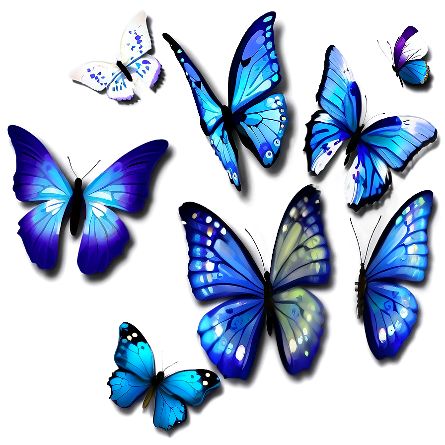 Blue Butterfly Pattern Png Bsh10