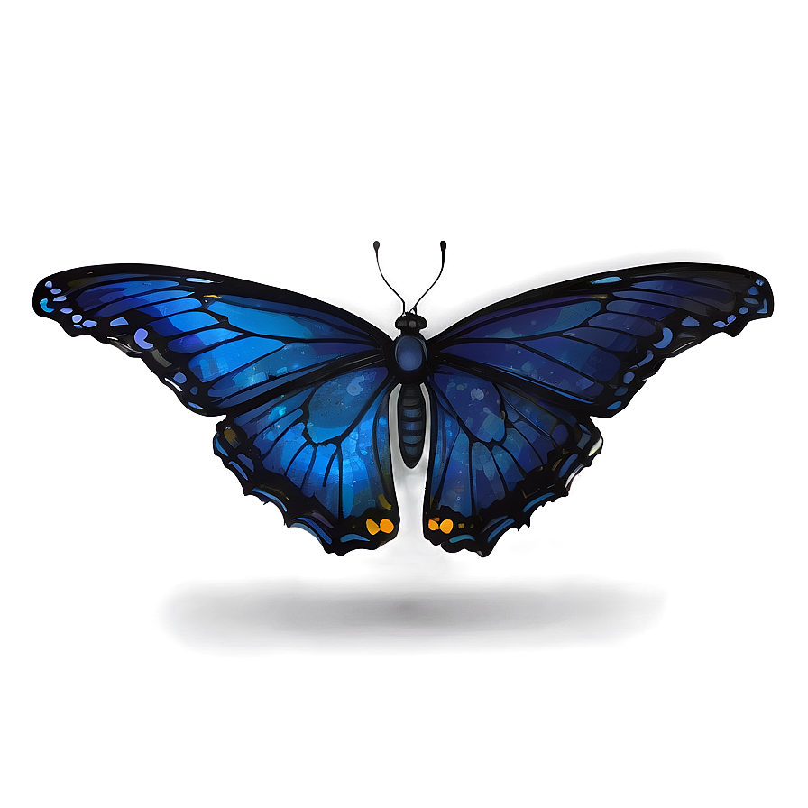 Blue Butterfly Under Moonlight Png Kxi54