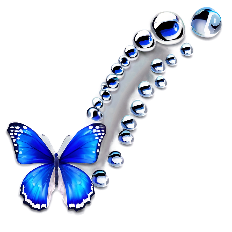 Blue Butterfly With Dew Drops Png Rqj20
