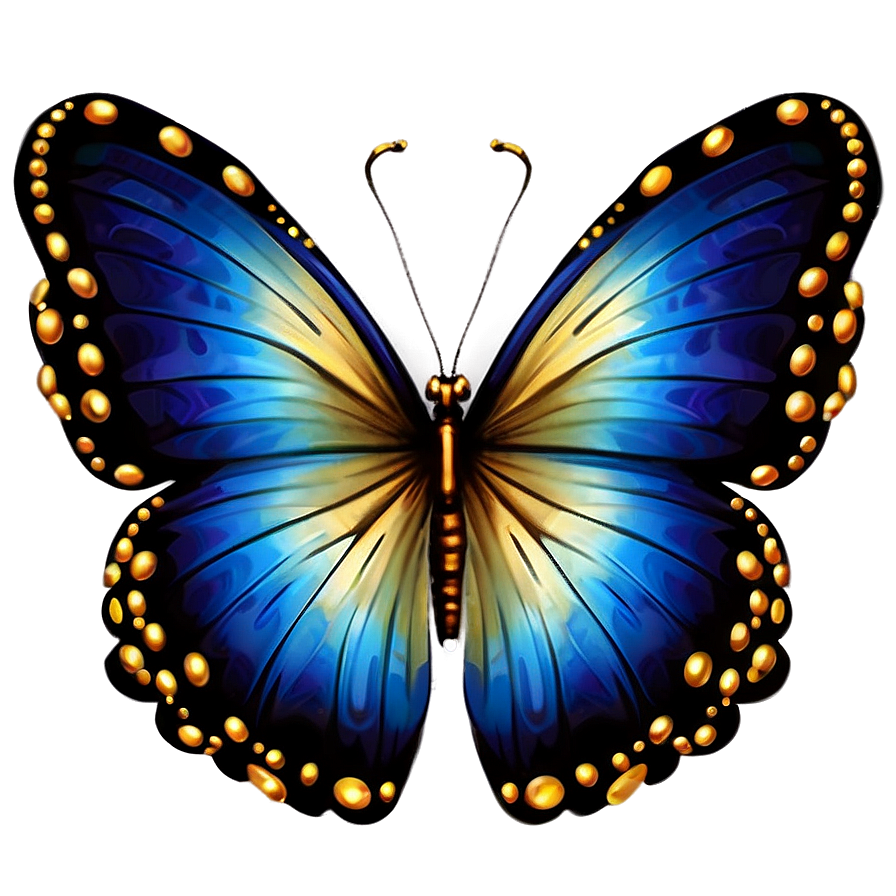 Blue Butterfly With Golden Accents Png 40