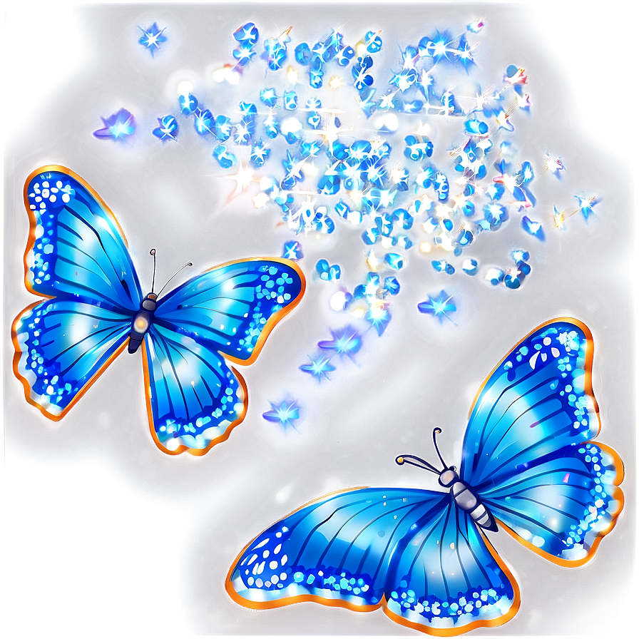 Blue Butterfly With Sparkles Png Jfn31