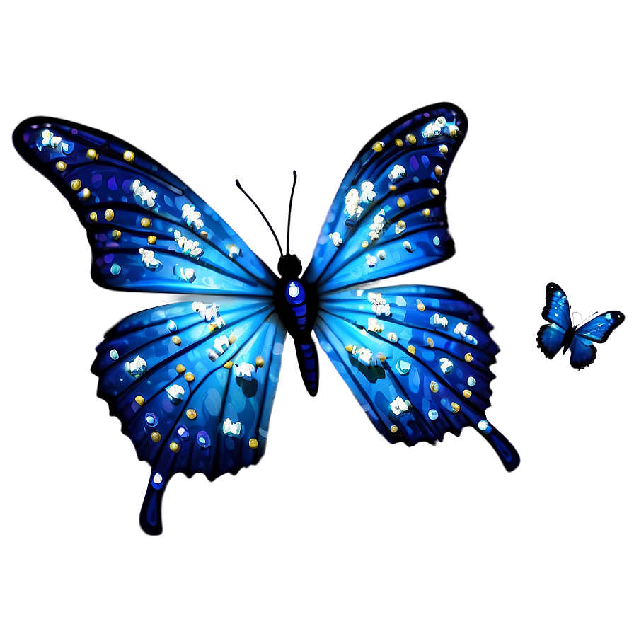 Blue Butterfly With Sparkles Png Muh15