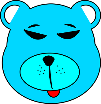 Blue Cartoon Bear Face