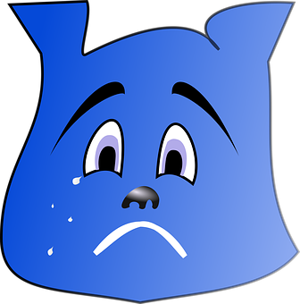 Blue Cartoon Bear Face Sad Expression