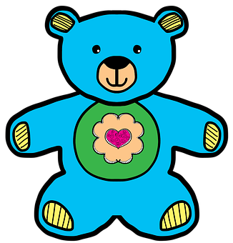 Blue Cartoon Bear With Heart