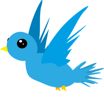 Blue Cartoon Bird Flying