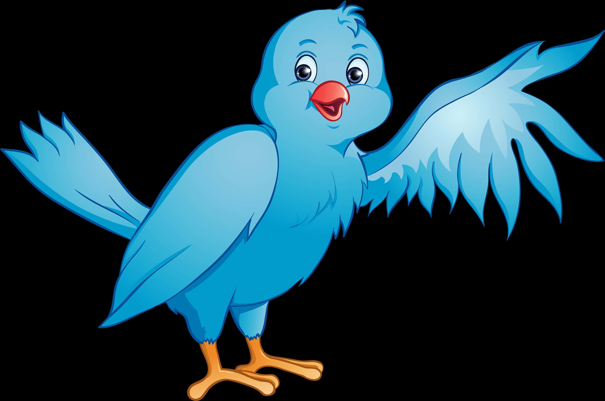 Blue Cartoon Bird Spreading Wings