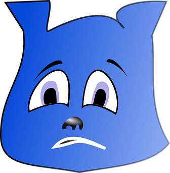 Blue Cartoon Face Sad Expression