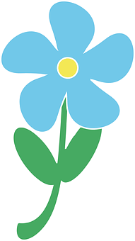 Blue Cartoon Flower Illustration