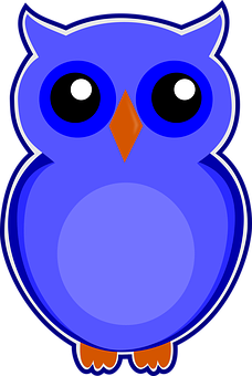 Blue Cartoon Owl