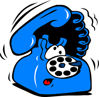 Blue Cartoon Telephone Graphic