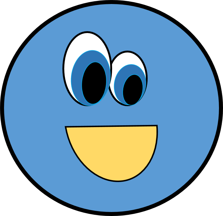 Blue Circle Cartoon Face