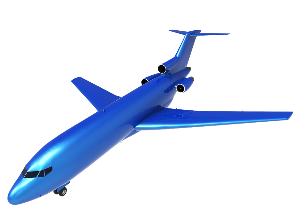 Blue Commercial Jet Aircraft