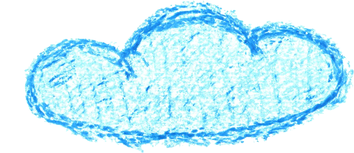 Blue Crayon Cloud Drawing