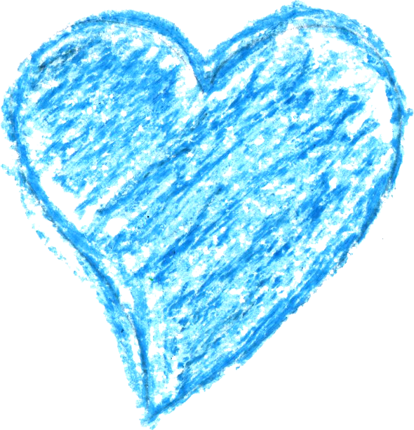 Blue Crayon Heart Drawing