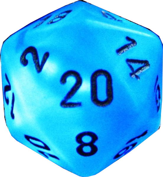 Blue D20 Dice Rolling Critical Hit