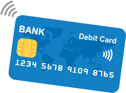 Blue Debit Card With Contactless Payment Icon