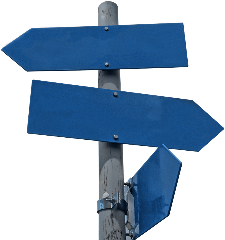 Blue Directional Arrows Signpost