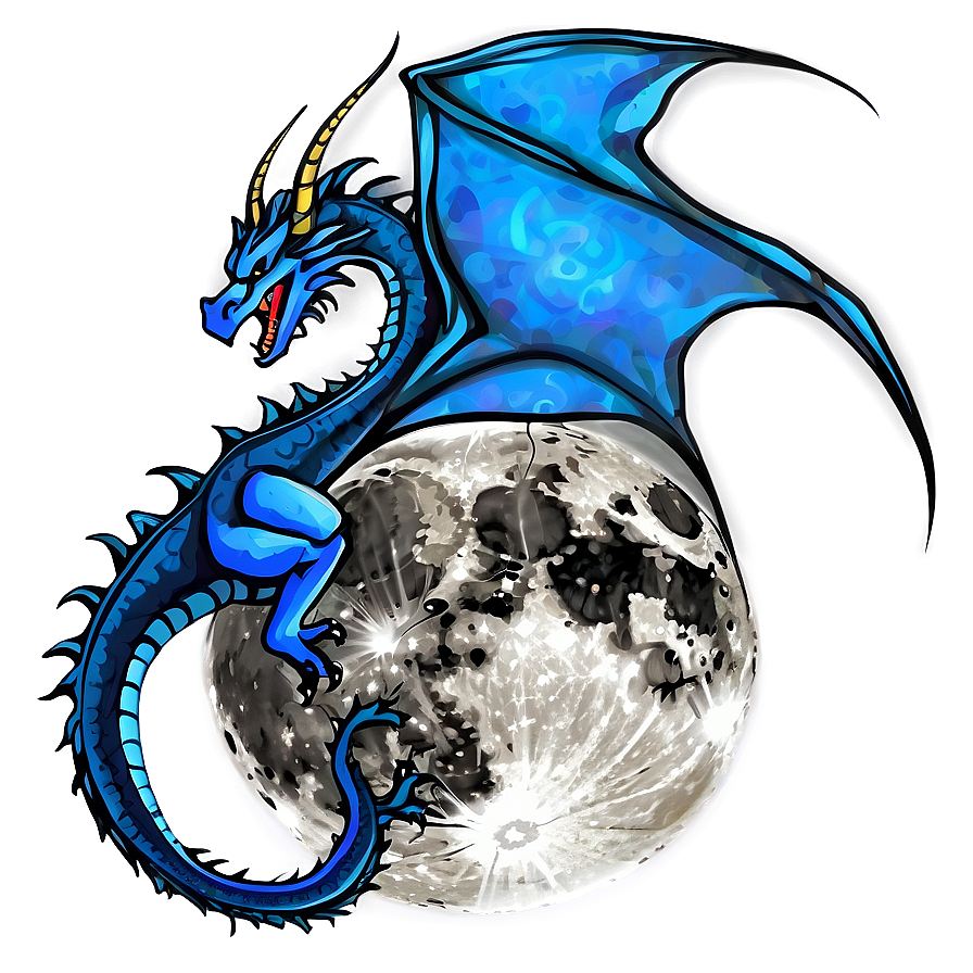 Blue Dragon And Moon Png Wdp