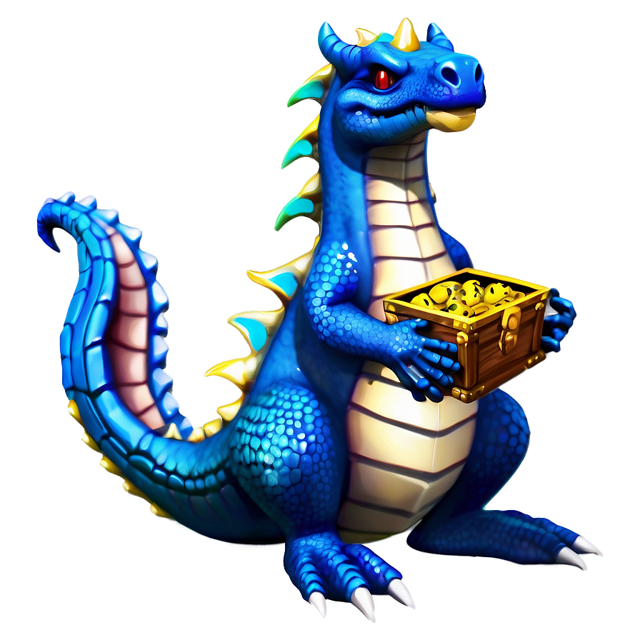 Blue Dragon With Treasure Png Uwk