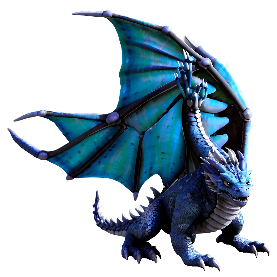 Blue Dragon With Wings Spread Png 06252024