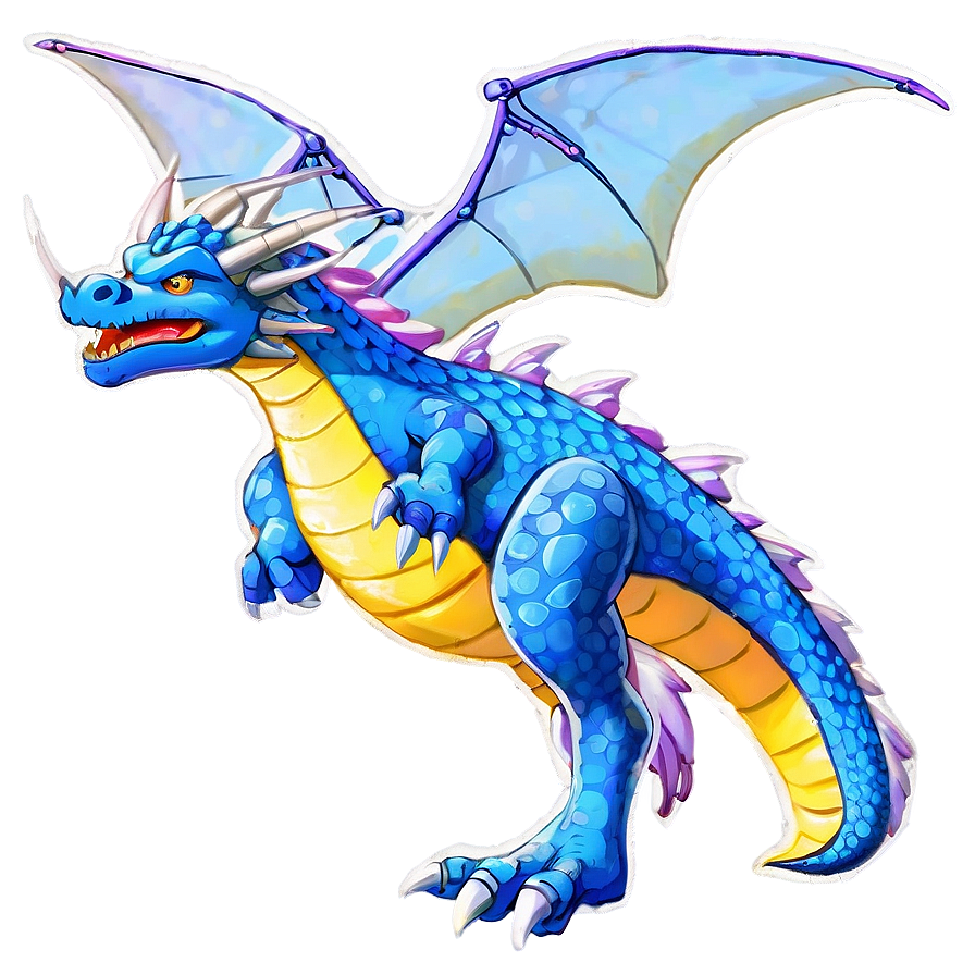 Blue Dragon With Wings Spread Png Ebo69