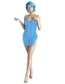 Blue Dress3 D Model