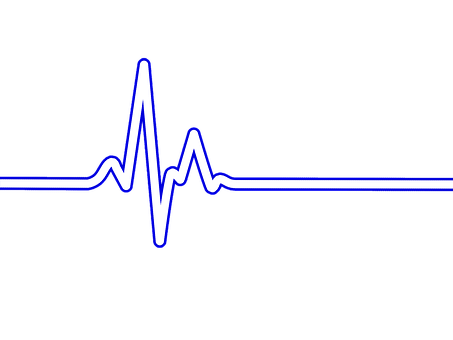 Blue Electrocardiogram Lineon Black Background