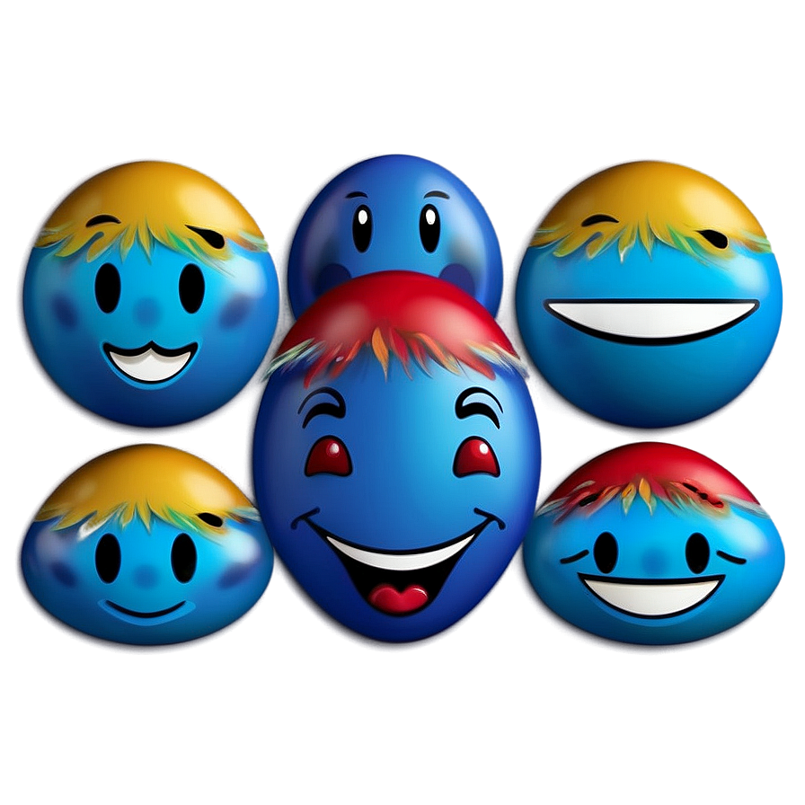 Blue Emoji Smiles Png Series 06282024