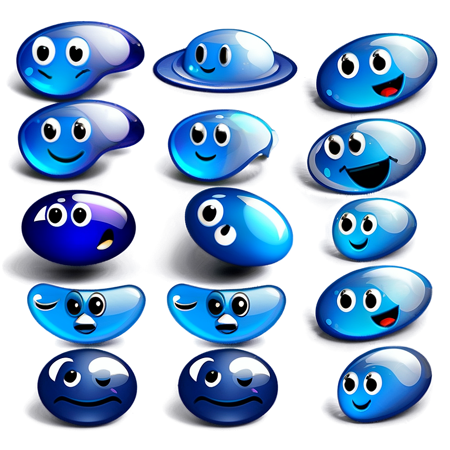 Blue Emojis Png For Digital Communication 06282024