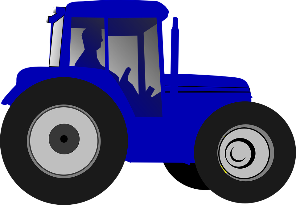 Blue Farm Tractor Vector