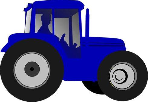 Blue Farm Tractor Vector Illustration