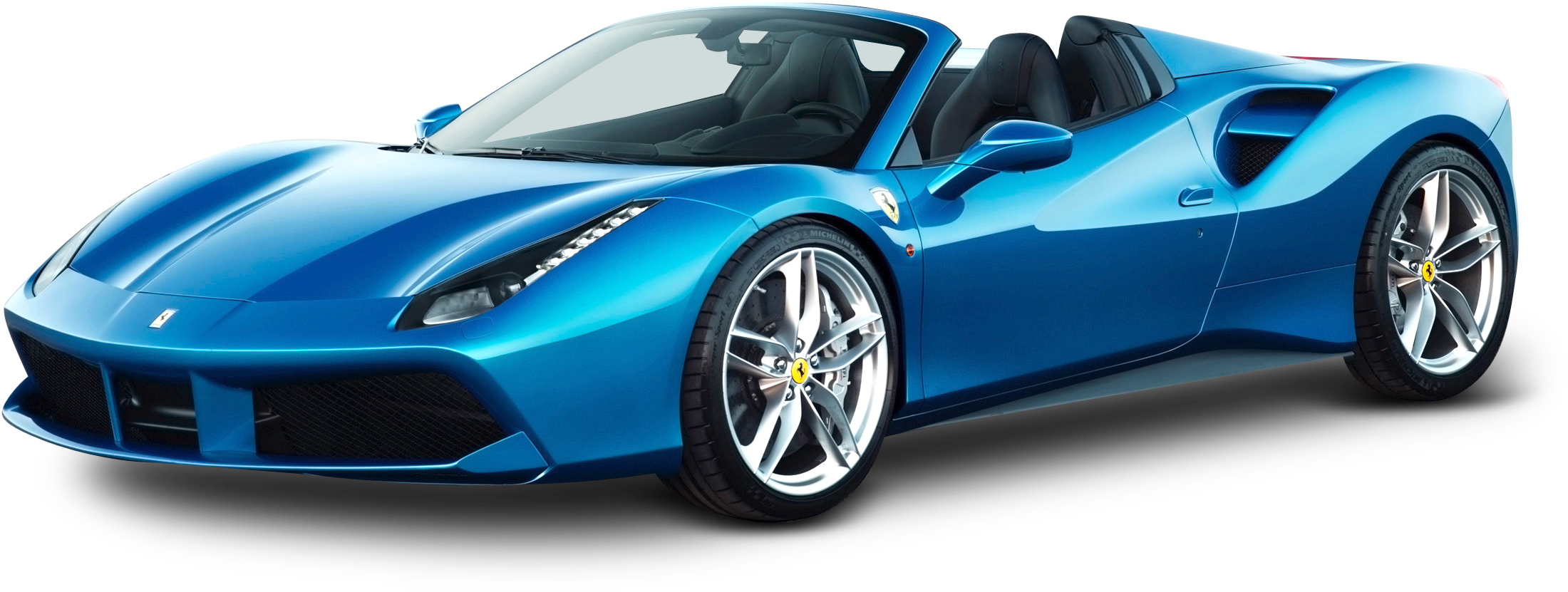 Blue Ferrari Sports Car Profile