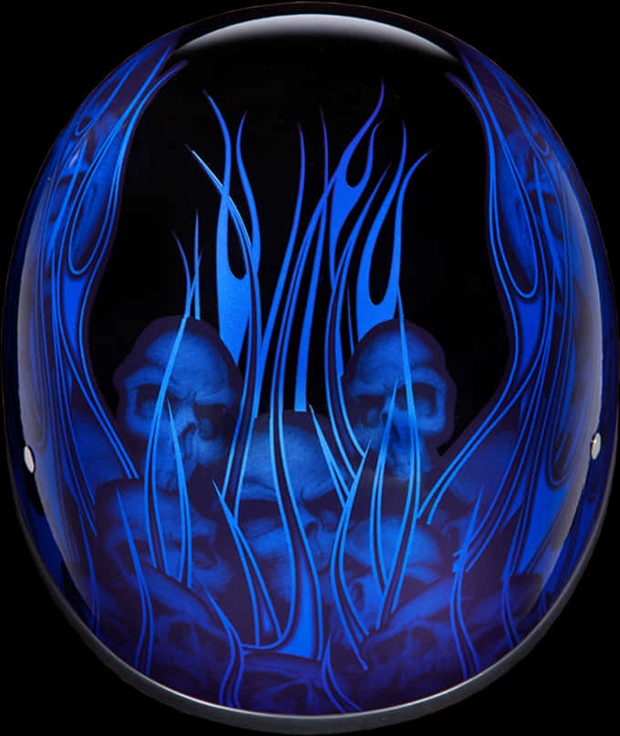 Blue Flame Skull Helmet Design