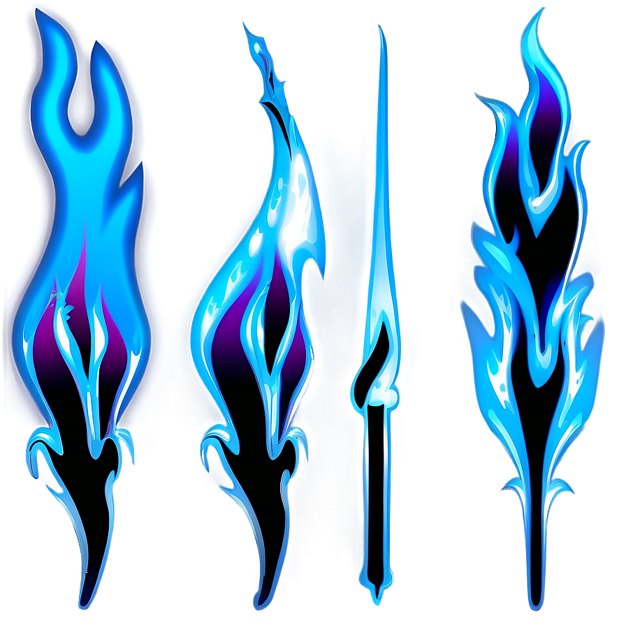 Blue Flames Decoration Png Uvo