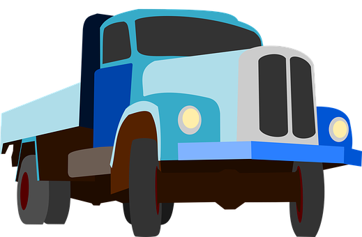 Blue Flatbed Truck Illustration