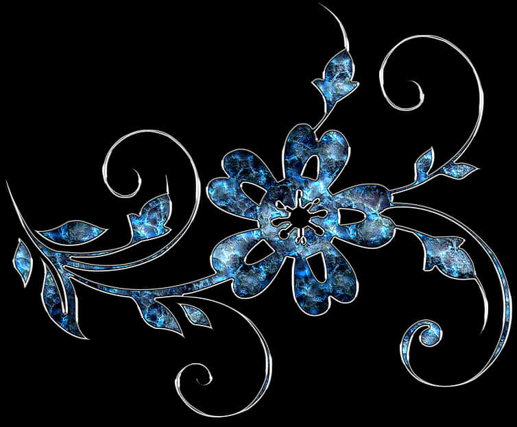 Blue Floral Abstract Art