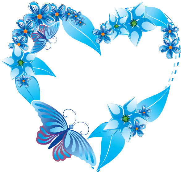 Blue Floral Butterfly Frame