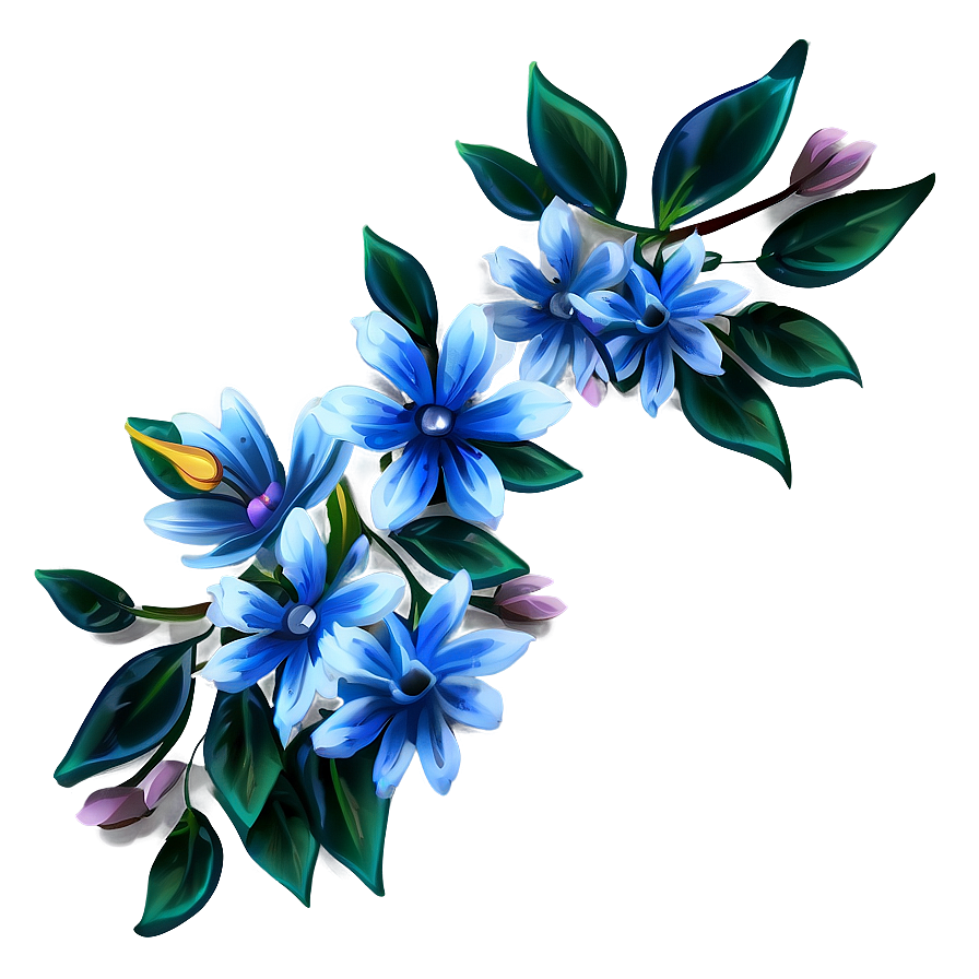 Blue Floral Corner Border Png Xrh