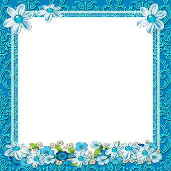 Blue Floral Decorative Frame