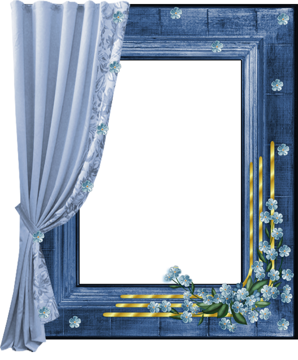 Blue Floral Framewith Curtainand Candles